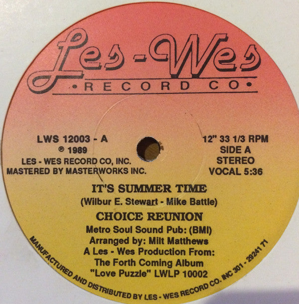 Choice Reunion : It's Summer Time (12")