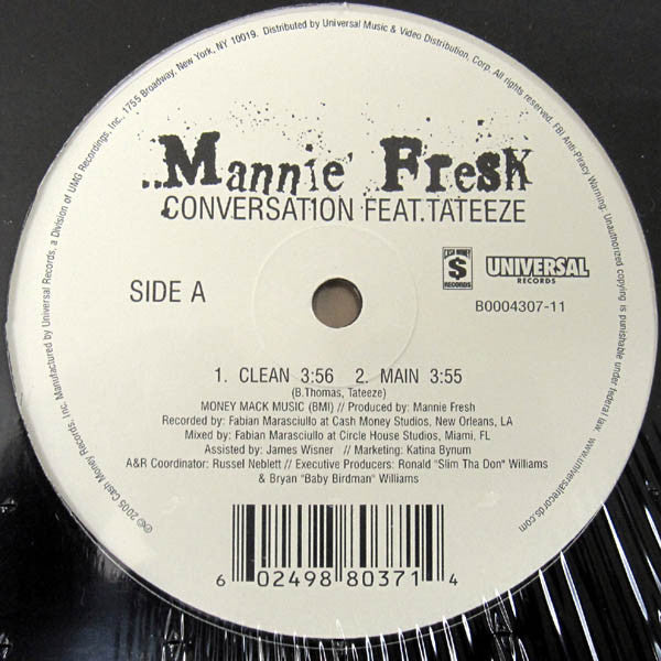 Mannie Fresh Feat. Tateeze : Conversation (12")