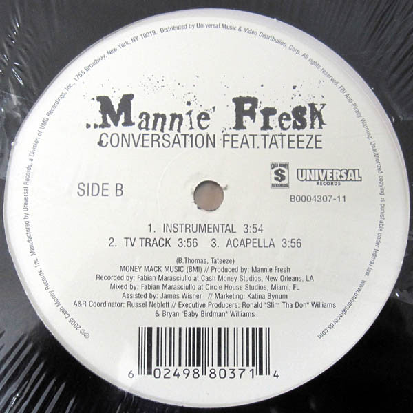 Mannie Fresh Feat. Tateeze : Conversation (12")