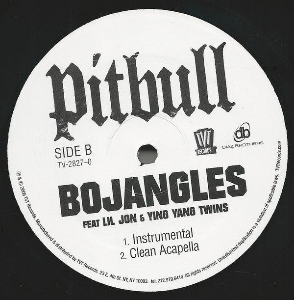 Pitbull Feat. Lil' Jon, Ying Yang Twins : Bojangles (Remix) (12", Promo)