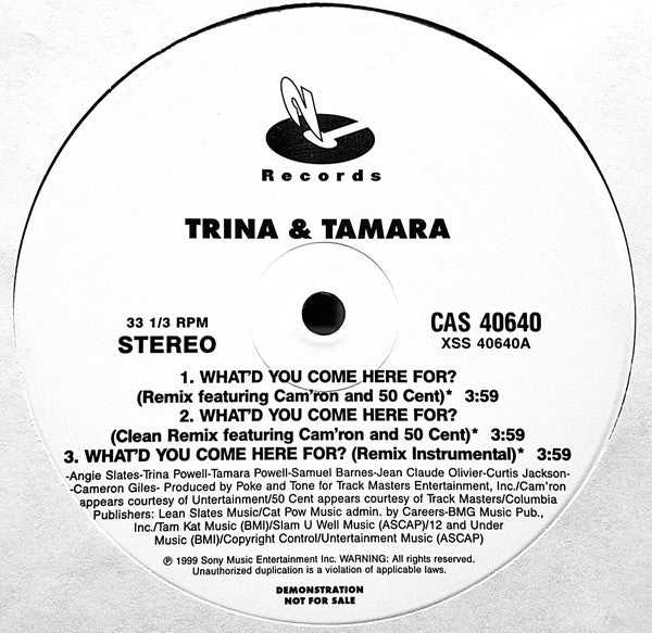 Trina & Tamara : What'd You Come Here For? (12", Promo)