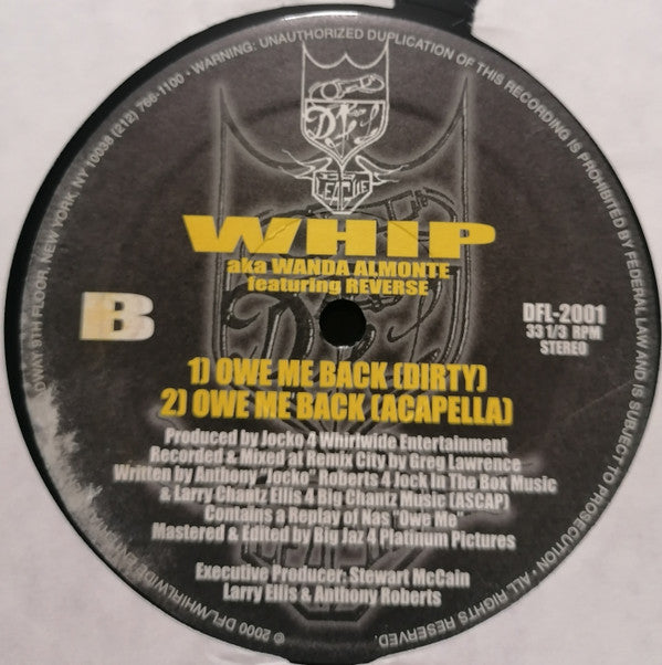 Whip Montez Featuring Reverse (11) : Owe Me Back (12")