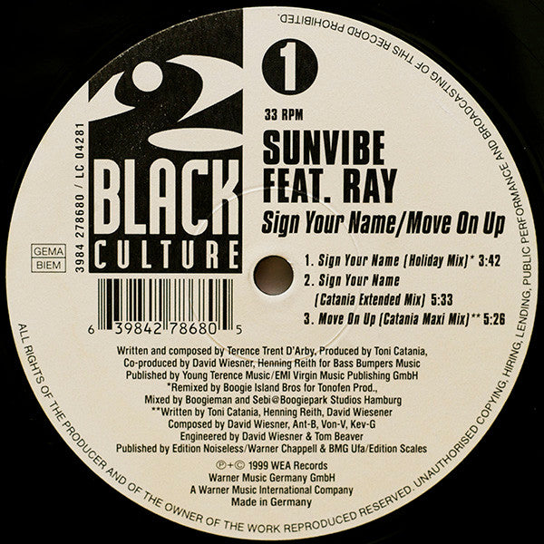 Sunvibe Feat. Ray (6) : Sign Your Name (12", Maxi)
