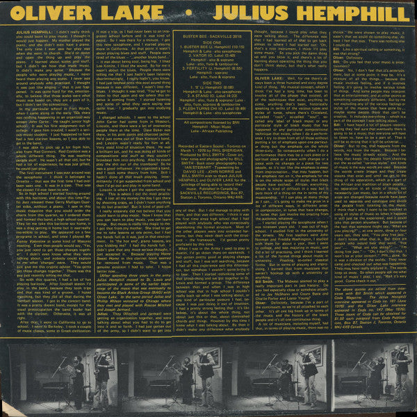 Oliver Lake • Julius Hemphill : Buster Bee (LP, Album)