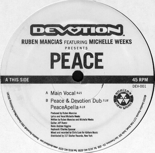 Ruben Mancias Featuring Michelle Weeks : Peace (12")