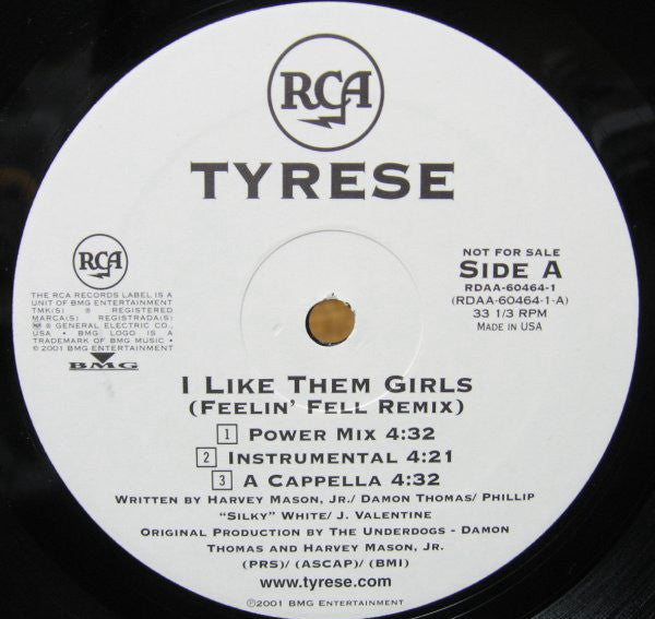 Tyrese : I Like Them Girls (Feelin' Fell Remix) (12", Promo)
