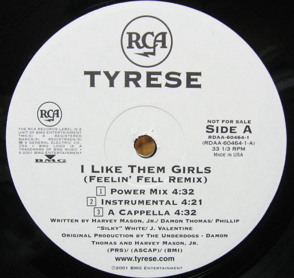 Tyrese : I Like Them Girls (Feelin' Fell Remix) (12", Promo)