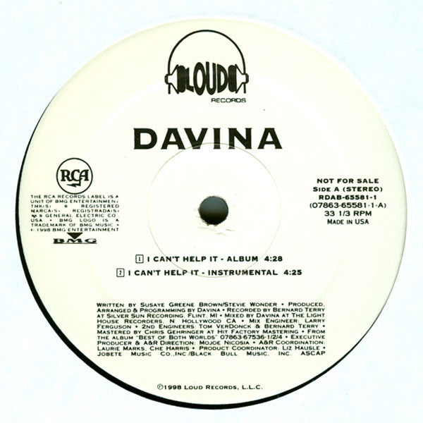 Davina : I Can't Help It (12", Promo)