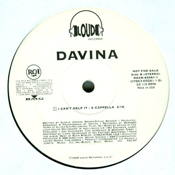 Davina : I Can't Help It (12", Promo)