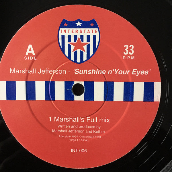 Marshall Jefferson : Sunshine N' Your Eyes (12")