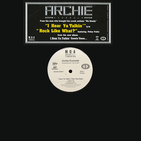 Archie Eversole : I Hear Ya Talkin' (12", Promo)