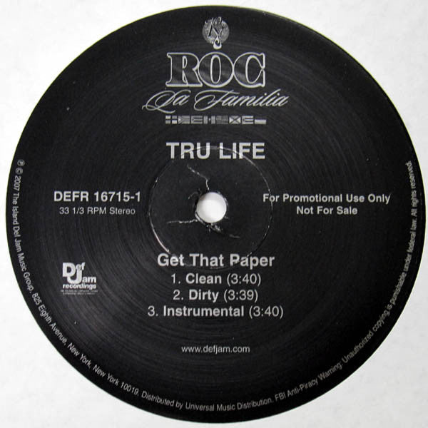 Tru-Life : Get That Paper (12", Promo)