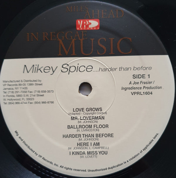 Mikey Spice : .....Harder Than Before (LP, Album)