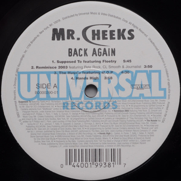 Mr. Cheeks : Back Again (LP, Album)