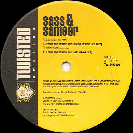 Sameer & Sass : From The Inside Out (12")