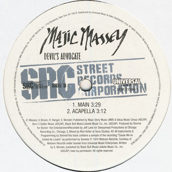 Majic Massey : Devil's Advocate (12", Promo)