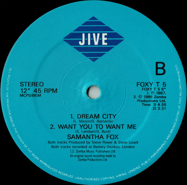 Samantha Fox : Nothing's Gonna Stop Me Now (12", Single)