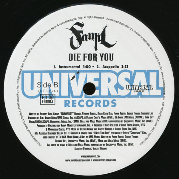 Famil : Die For You (12", Promo)