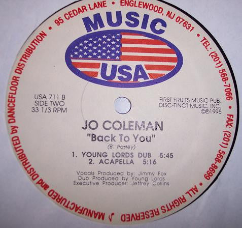 Jo Coleman : Back To You (12")