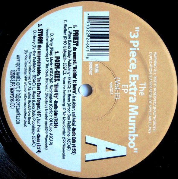 Storm The Unpredictable / Priest Da Nomad / Poem-Cees : The "3 Piece, Extra Mumbo" EP (Vol. II) (12", EP)