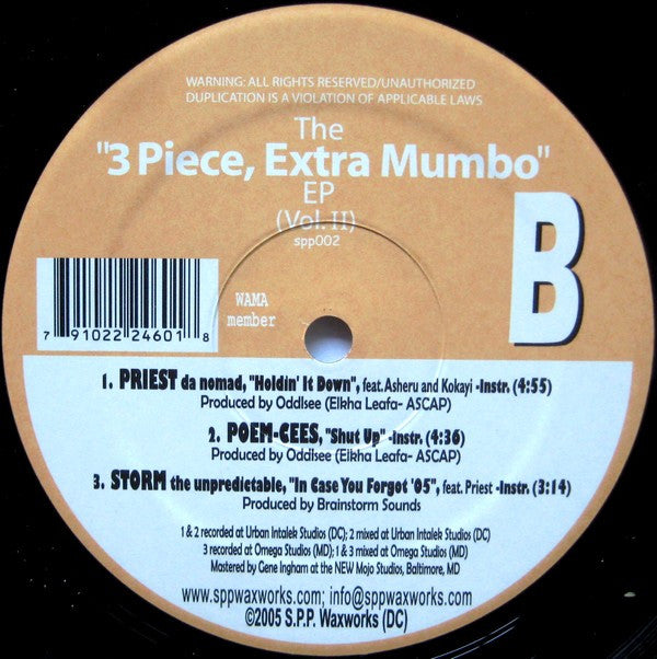 Storm The Unpredictable / Priest Da Nomad / Poem-Cees : The "3 Piece, Extra Mumbo" EP (Vol. II) (12", EP)