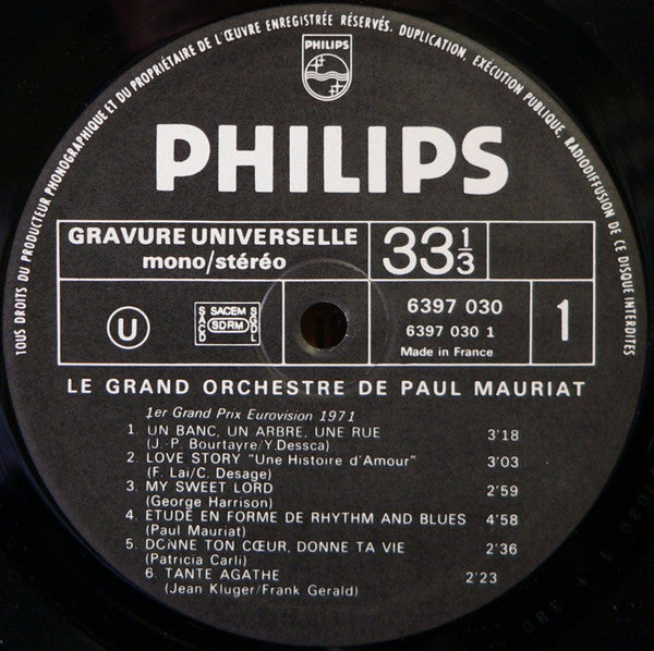 Le Grand Orchestre De Paul Mauriat : Un Banc, Un Arbre, Une Rue (LP, Album)