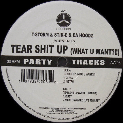 T-Storm & Stik-E & The Hoodz : Tear Shit Up (What U Want?!!) (12")