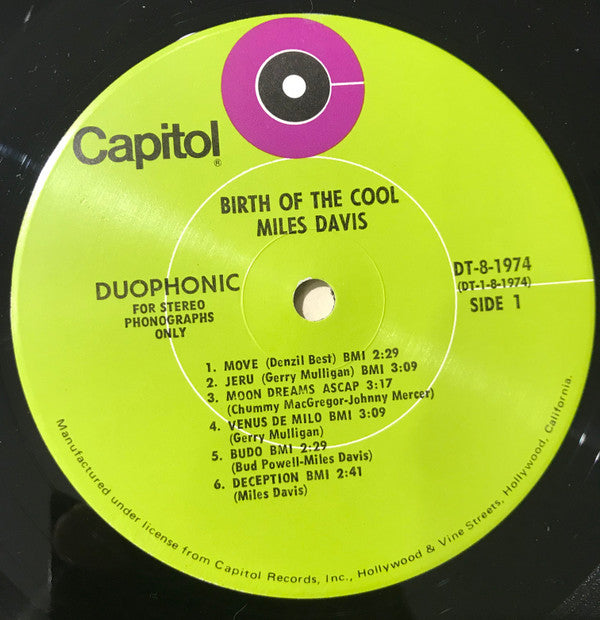Miles Davis : Birth Of The Cool (LP, Album, Comp, RM, Duo)