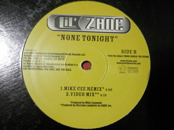 Lil' Zane : None Tonight (Remixes) (12", Maxi, Promo)