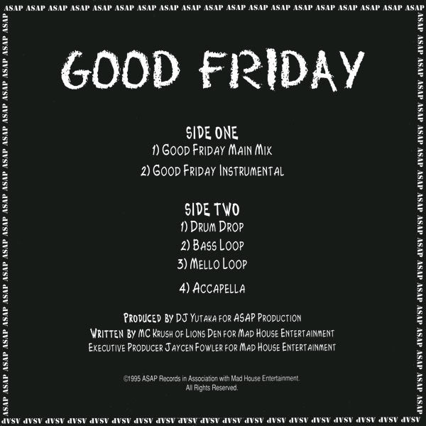 DJ Yutaka featuring MC Krush : Good Friday (12", Single)