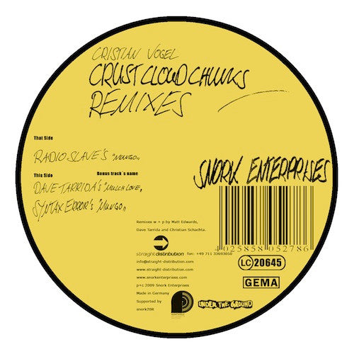 Cristian Vogel : Crust Cloud Chunks Remixes (12")