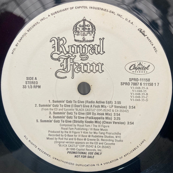 Royal Fam : Summin' Gotz To Give / I Declare War (12", Promo)