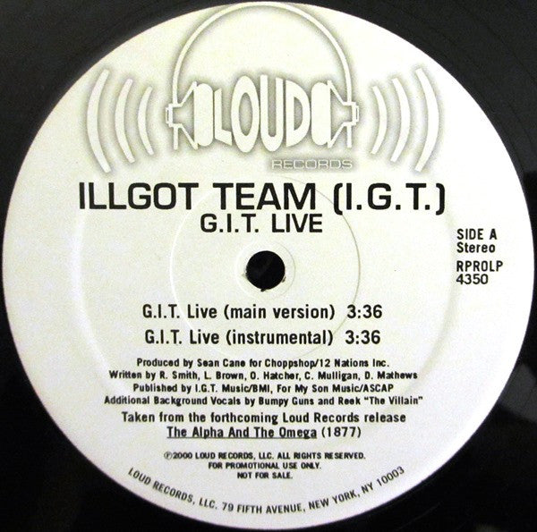 I.G.T. : G.I.T. Live (12", Promo)