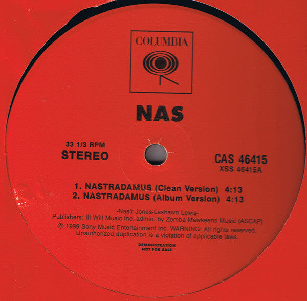 Nas : Nastradamus (12", Promo)