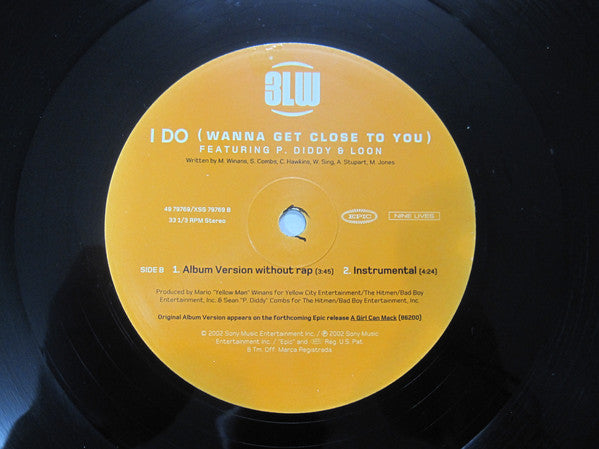 3LW Featuring P. Diddy & Loon : I Do (Wanna Get Close To You) (12", Maxi)