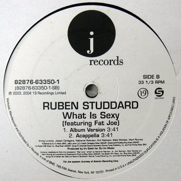 Ruben Studdard Featuring Fat Joe : What Is Sexy (12")