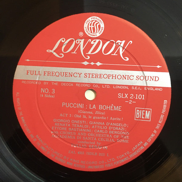 Giacomo Puccini / Renata Tebaldi, Carlo Bergonzi, Ettore Bastianini, Cesare Siepi, Fernando Corena, Tullio Serafin : La Bohème (2xLP + Box, Ltd, RE)