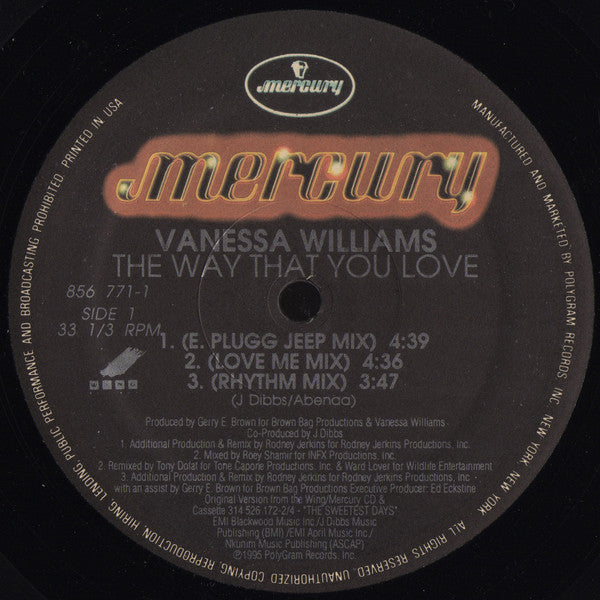 Vanessa Williams : The Way That You Love (12", Single)
