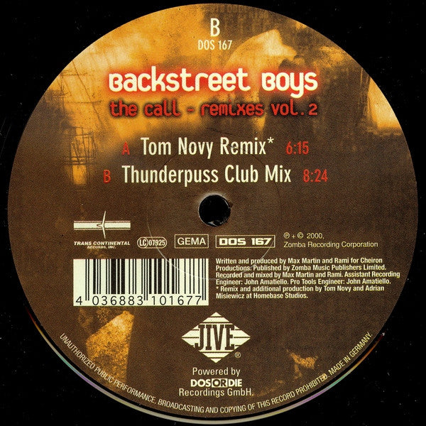 Backstreet Boys : The Call - Remixes Vol. 2 (12")