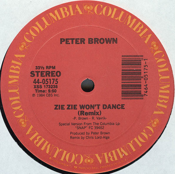 Peter Brown (2) : Zie Zie Won't Dance (12")
