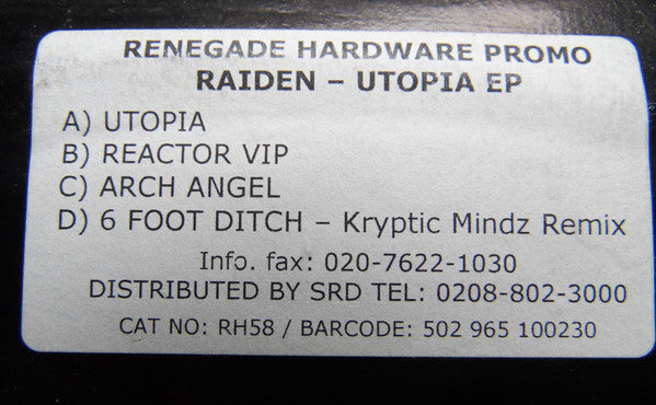 Raiden : Utopia EP (2x12", EP, Promo)
