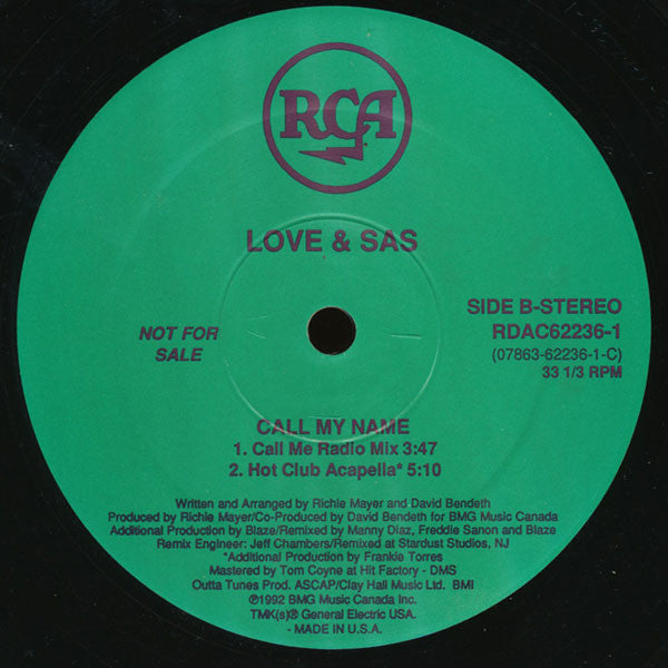 Love & Sas : Call My Name (12", Promo)
