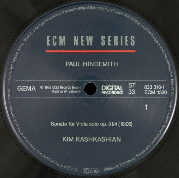 Paul Hindemith, Kim Kashkashian, Robert Levin : Sonatas For Viola / Piano And Viola Alone (3xLP + Box)