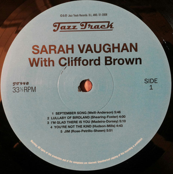 Sarah Vaughan With Clifford Brown : Sarah Vaughan With Clifford Brown (LP, Album, Ltd, RE, 180)