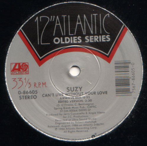 Suzy Q / Mel & Kim : Can't Live Without Your Love / Showing Out (Get Fresh At The Weekend) (12", RE)