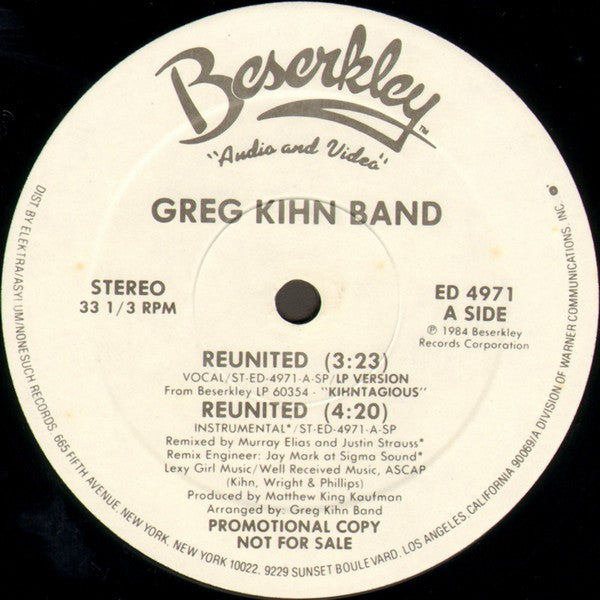 Greg Kihn Band : Reunited (12", Promo)