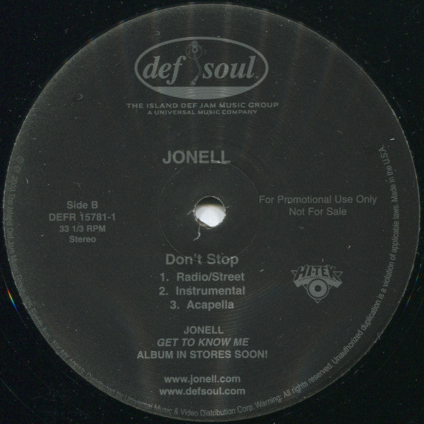 Jonell : So Whassup / Don't Stop (12", Promo)