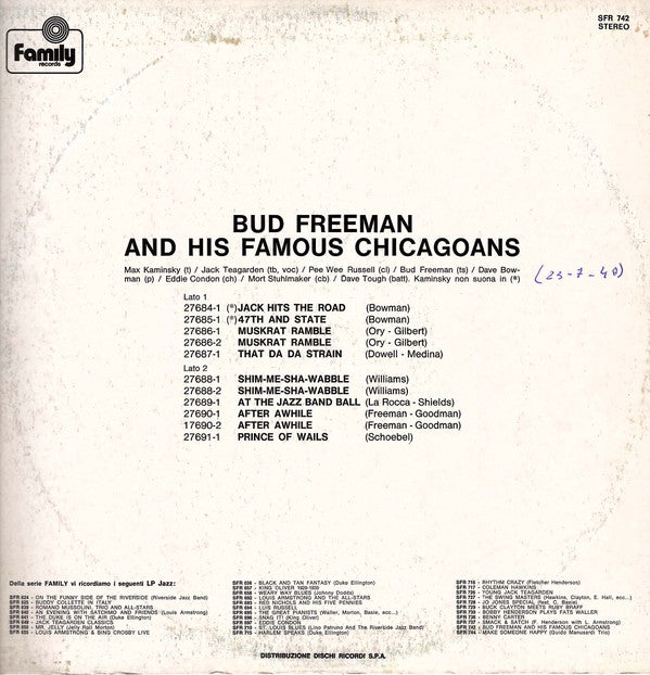 Bud Freeman And His Famous Chicagoans : Bud Freeman And His Famous Chicagoans (LP)