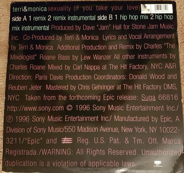 Terri & Monica : Sexuality (If You Take Your Love) (12")