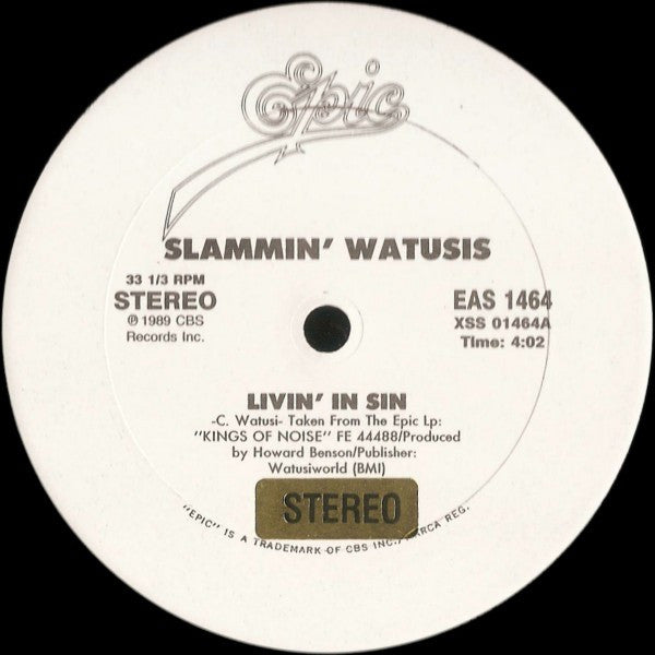 Slammin' Watusis : Livin' In Sin (12", Single, Promo)